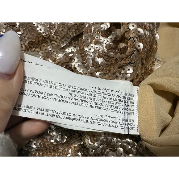 Mango Gold Sequin Mock Neck Mini Dress Size Small (US 4) - Picture 7 of 8